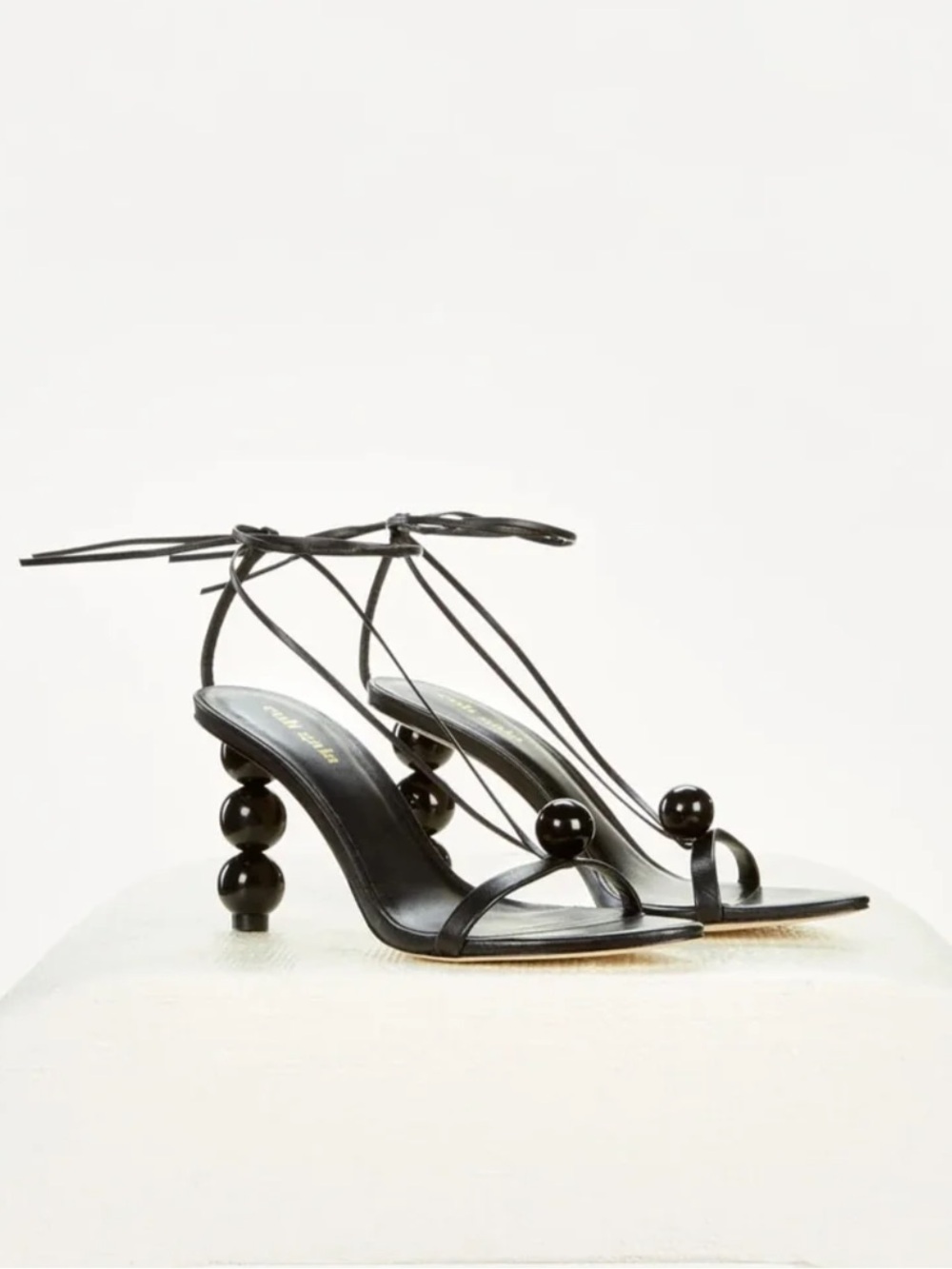 Cult Gaia Karina Sandal Black spherical heels strappy leather 36.5 US 6.5